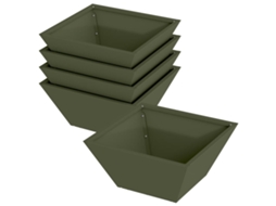 Conjunto 5 Decoração Para Jardim Vidaxl Verde-azeitona Aço (35 X 35 X 15 Cm)