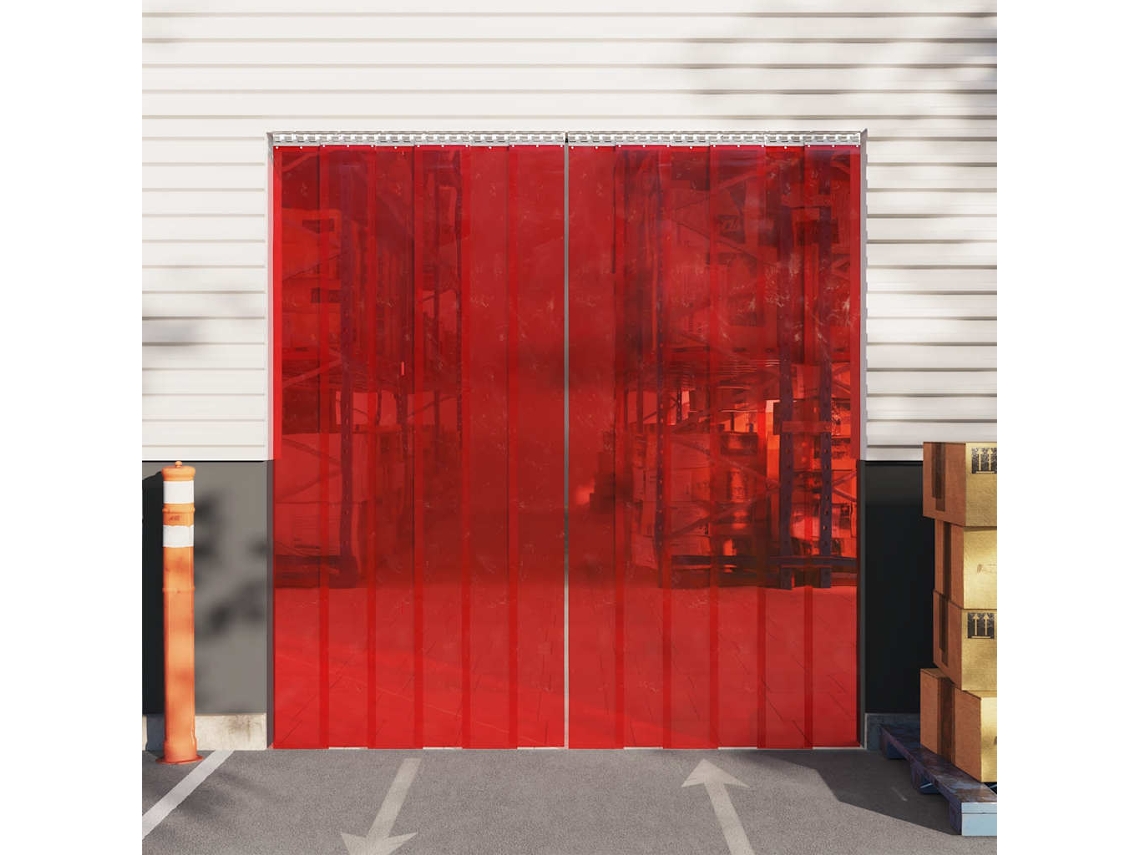Vidaxl Cortina De Porta 200 Mm X 1,6 Mm 25 M Pvc Vermelho