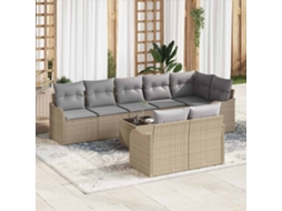 Vidaxl Conjunto De Sofá De Jardim 9 Unid. Bege E Cinza Claro Vime Pe