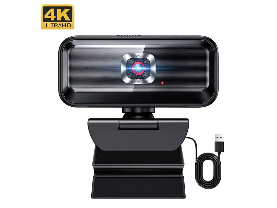 Webcam 4k Uhd Com Foco Automático E Dois Microfones Para Videochamadas E Transmissões Ao Vivo (preta)