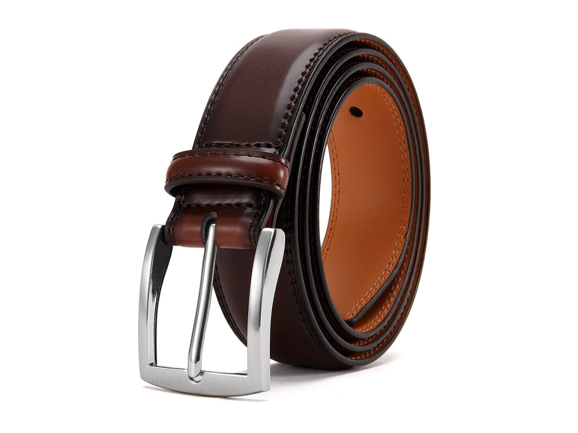 Cinto De Couro Genuíno Masculino Yuysan, Casual, Simples E Versátil, Largura 3,5 Cm, Comprimento 120 Cm, Cor Café