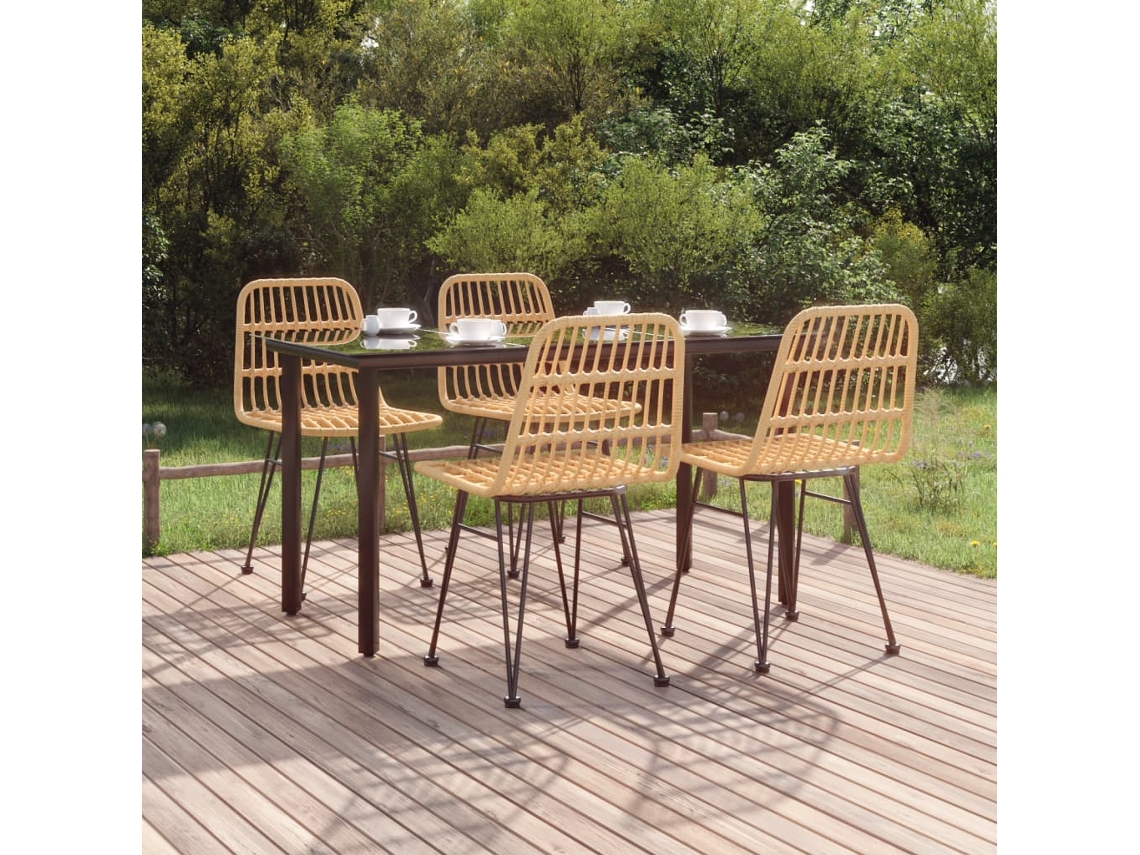 5 Pcs Conjunto De Jantar P/ Jardim Vime Pe Dkd Home Decor