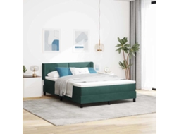 Vidaxl Cama Box Com Cabeceira Manual Verde Escuro 200 X 140 Cm Veludo