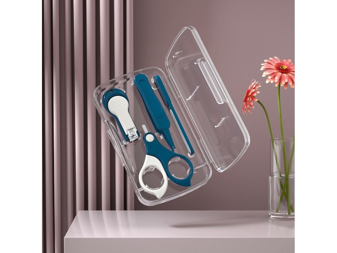 Lurelia Kit De Manicure Para Bebé, Em Aço Inoxidável, Com Estojo, Cor Azul, Para Bebé E Criança