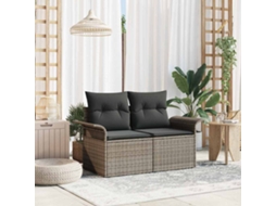 Vidaxl Sofá De Jardim Com Almofada Cinzeto 141 X 62 X 69cm Vime Pe