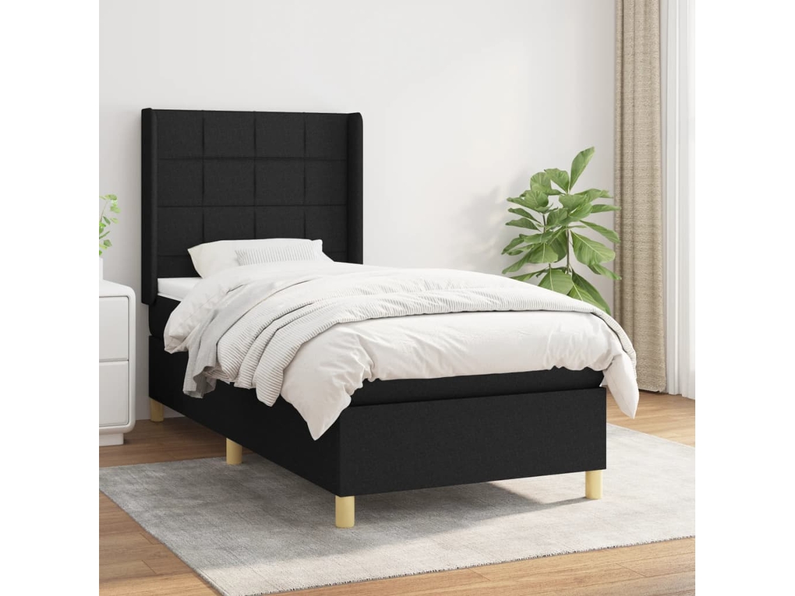 Vidaxl Cama Com Molas/colchão 100x200 Cm Tecido Preto