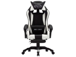 Cadeira Estilo Corrida com Apoio Pés Couro Artif. Branco/preto MAISON EXCLUSIVE