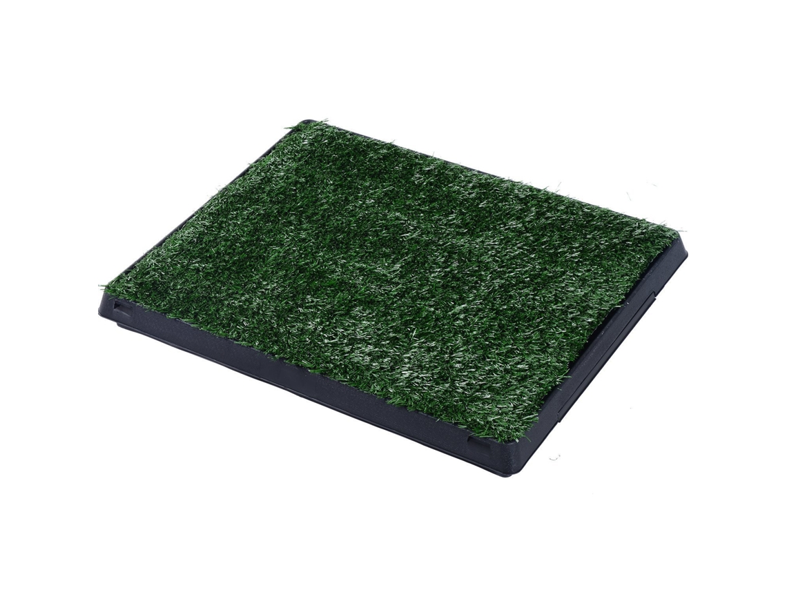 Sanita para Cães com Relva Artificial e Bandeja Sanita Interior para Animais de Estimação com Bandeja Lavável 51x63x6 Cm Verde Ge