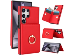 Capa Hexinyigjly Para Samsung S26 Ultra Com Porta Cartões Vermelho