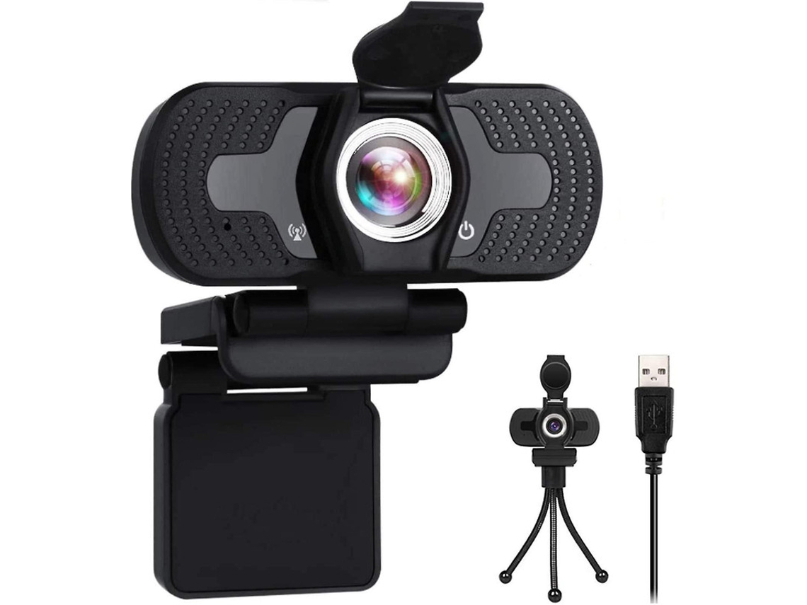Webcam Full HD 1080p para PC com capa para microfone, compatível com Windows 7/8/10/XP. Ideal para YouTube. Bestvite (preta).