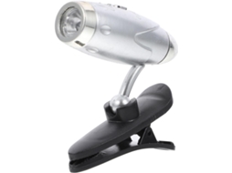 Mini Luminária De Leitura Portátil Led Com Clipe, Em Plástico Prateado, Luz Ajustável Para Leitura, Compacta E Brilhante