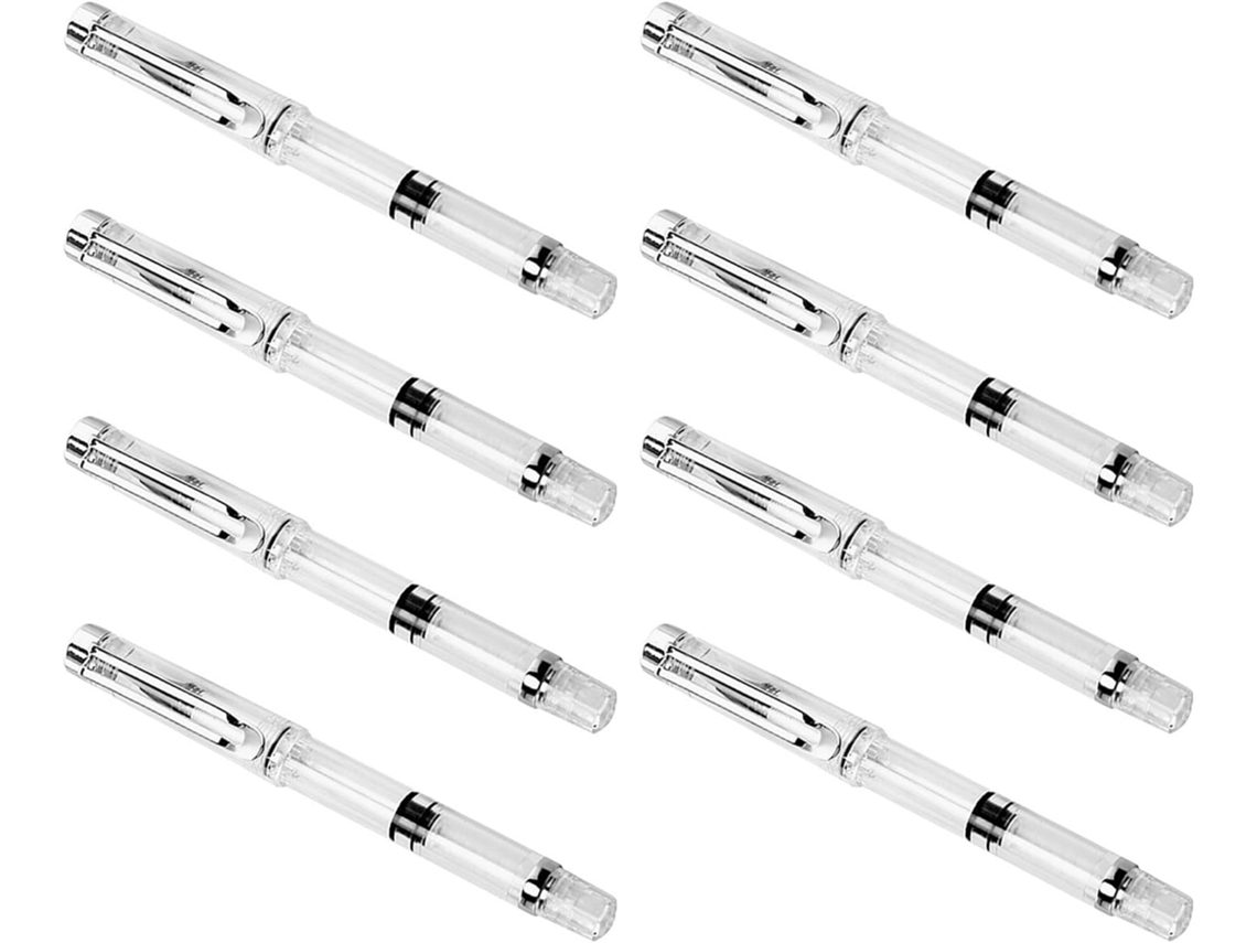 Conjunto de 8 Canetas tinteiro Recarregáveis com Pistão, Artísticas, Ponta Pincel Macia, Plástico Durável para