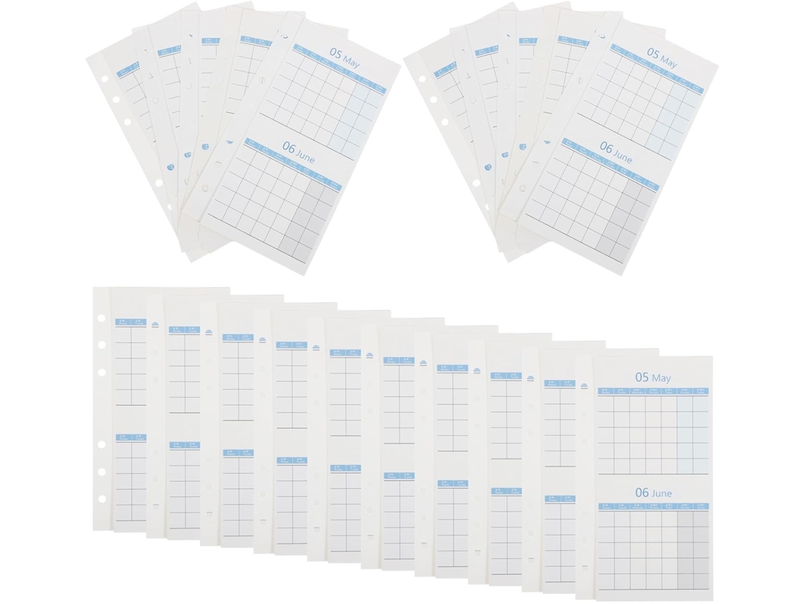 Recarregue A6 Para Agenda 20 Folhas Duplas Face Em Papel Bleu, Vierges De Calendário Mensuel Organização E
