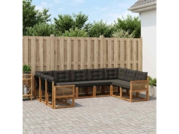 Vidaxl Conjunto De Sofás Para Exterior 9 Pcs Natural E Preto