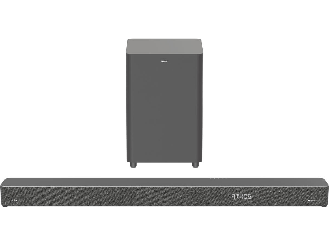 Soundbar HAIERHIGH ATMOS Metal (3.1 Canais - 240W - Subwoofer Sem Fios)