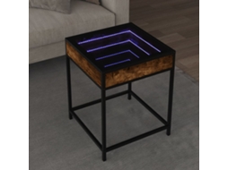Vidaxl Mesa De Centro Luzes Led Infinity 40x40x51 Cm Carvalho Fumado