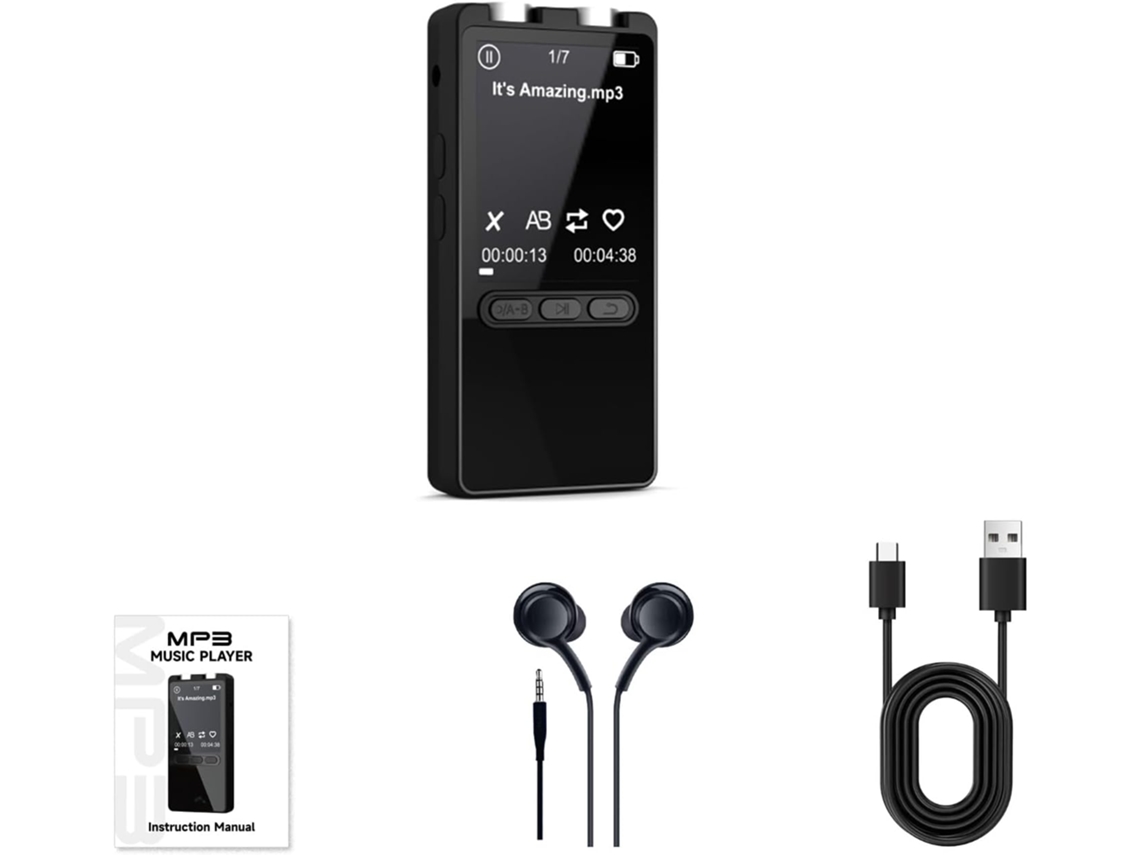 Sungooyue Gravador Vocal Portátil, Leitor Mp3 5.2 Tela 1,77 Polegadas Redução Ruído, Reuniões, Eventos