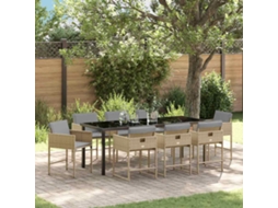 Vidaxl Conjunto De Jantar Para Jardim 9 Unid. Bege Vime Pe
