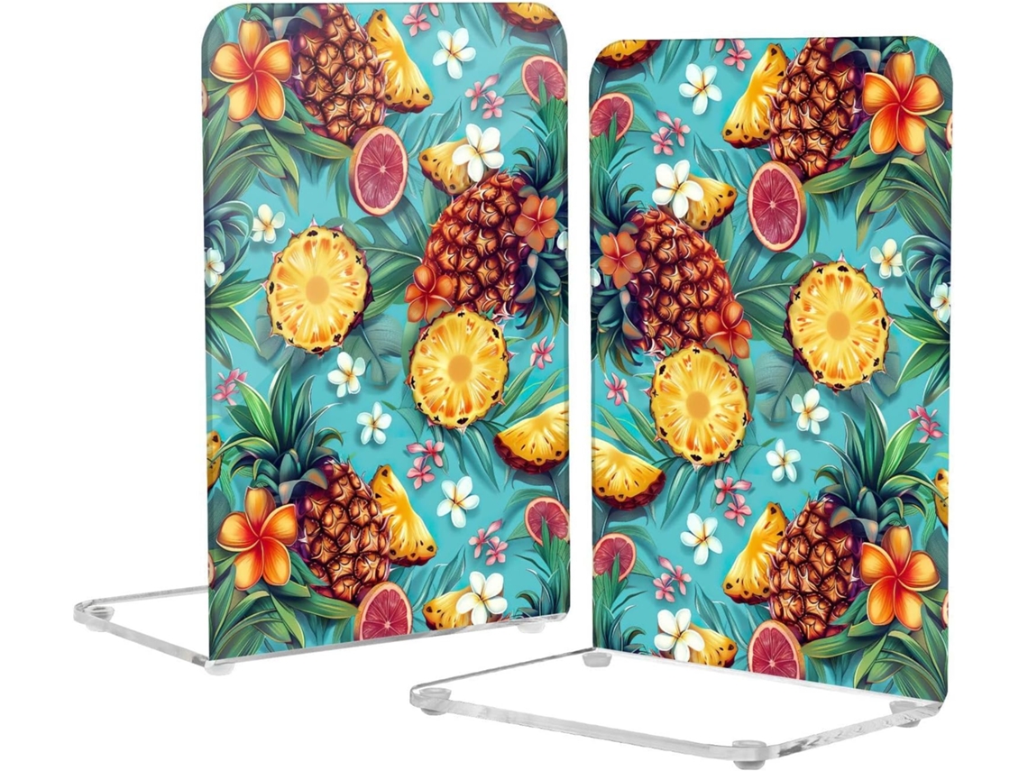 Suportes Para Livros Em Acrílico Com Design De Abacaxi Tropical E Almofadas Antiderrapantes, Suporte Transparente Para