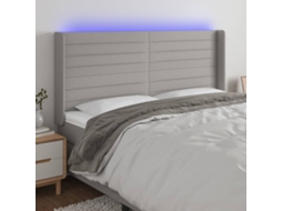 Vidaxl Cabeceira Cama C/ Luzes Led Tecido 183x16x118/128cm Cinza-claro