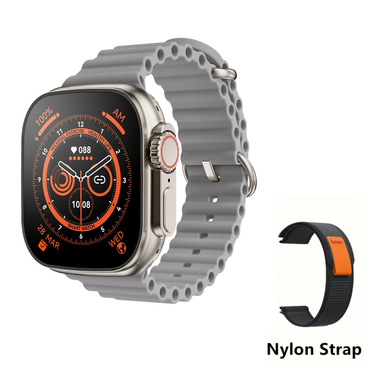 Relógio inteligente de 49 mm para Apple Watch Ultra Series 8, masculino e feminino, com NFC, GPS, rastreador, termômetro, Bluetooth e função de chamada.