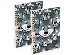 Conjunto de 2 Cadernos A5 com Espiral e Linhas Estampa Lobo 21,1 X 14,5 Cm para Planejamento Negócios