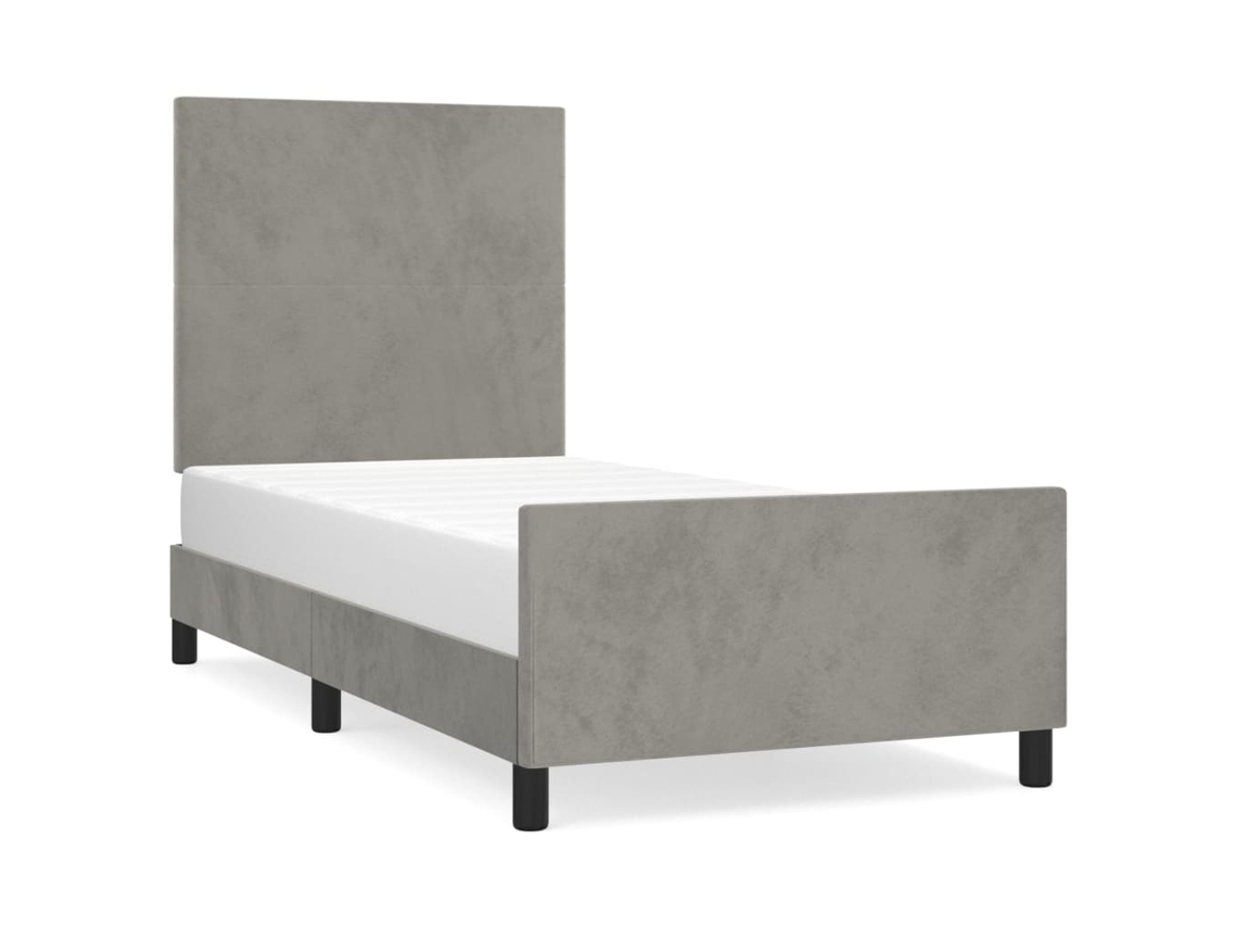 Estrutura de Cama Sem Colchão 100x200 cm Veludo Cinzento Claro MAISON EXCLUSIVE