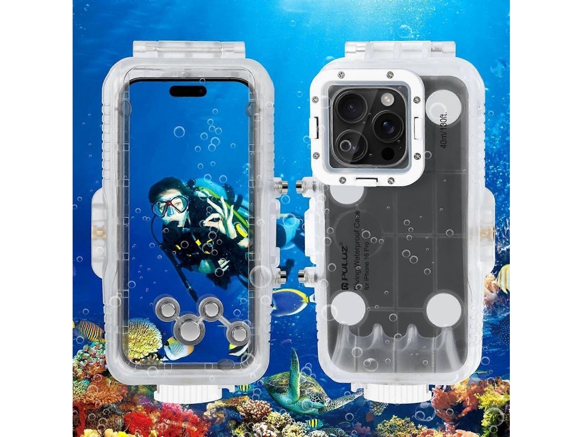 Capa à Prova D'água Puluz para iPhone 16 Pro, até 40 Metros CHARM