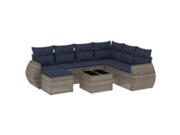 Conjunto de Sofá de Jardim, 8 Peças, Almofadas, Rattan Cinza MAISON EXCLUSIVE