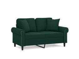 Maison Exclusive - Sofá 2 Lug. C/ Almofadas Decorativas 120 Cm Veludo Verde-escuro