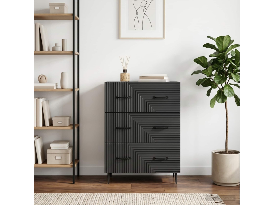 Vidaxl Gabinete De Gavetas Preto 66 X 34,5 X 89,5 Cm