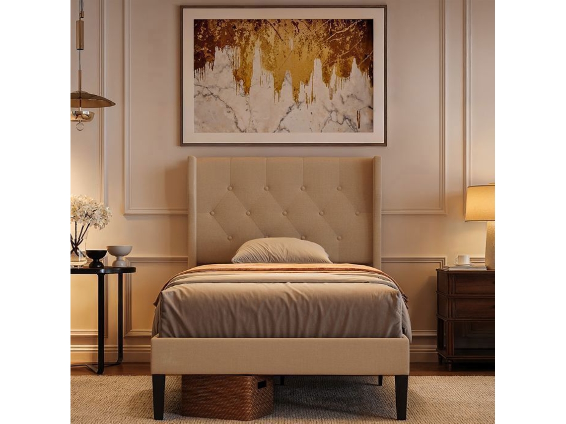 Estrutura de Cama Estofada Bege 90 X 200 Cm BEALIFE