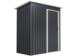 Abrigo de Jardim Exterior 1.5 M² 163x89x182cm com Porta de Correr e Teto Inclinado Preto | S/MARCA