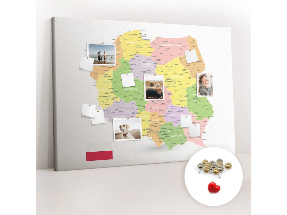 Lousa De Cortiça Mapa Da Polónia Para O Quarto Das Crianças Espelharte (140x100 Cm)