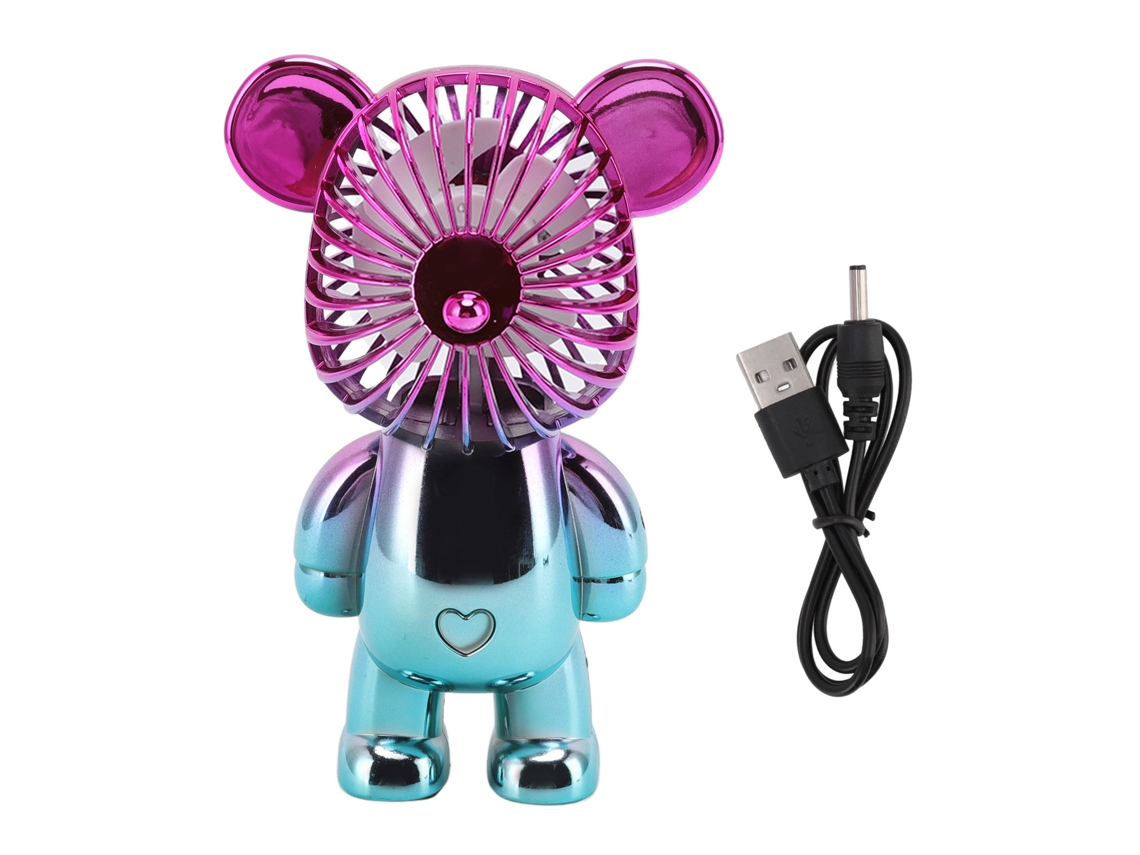 Ventilador elétrico portátil de mão cute cartoon com carga USB forma de urso para escritório e quarto S/MARCA