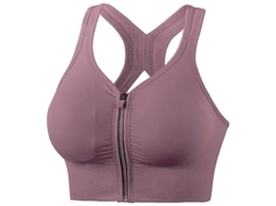 Sutiã Esportivo com Fecho Frontal, Almofadas Removíveis e Alta Elasticidade, Ideal para Yoga, Corrida e Ginástica Roxo