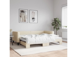 Sofá Cama Com Gavetão 90x200 Cm Tecido Cor Creme Lovely Home