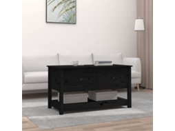Vidaxl Mesa De Centro 102x49x55 Cm Pinho Maciço Preto