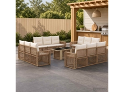 Vidaxl Conjunto De Sofá De Jardim 13 Unid. Bege E Branco Creme Vime Pe