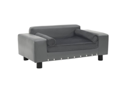 Vidaxl Sofá 81x43x31 Cm Pelúcia E Couro Artificial Cinzento