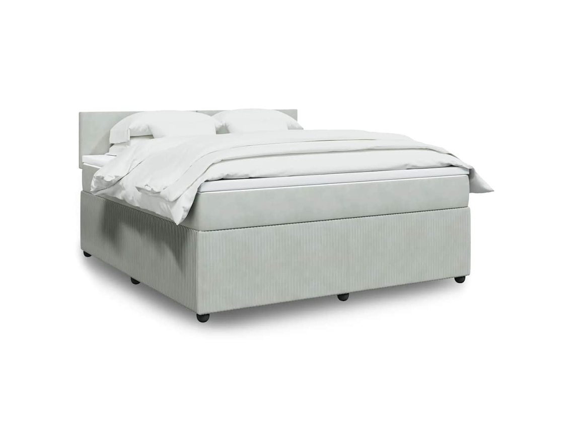Vidaxl Cama Com Molas/colchão 180x200 Cm Veludo Cinzento-claro