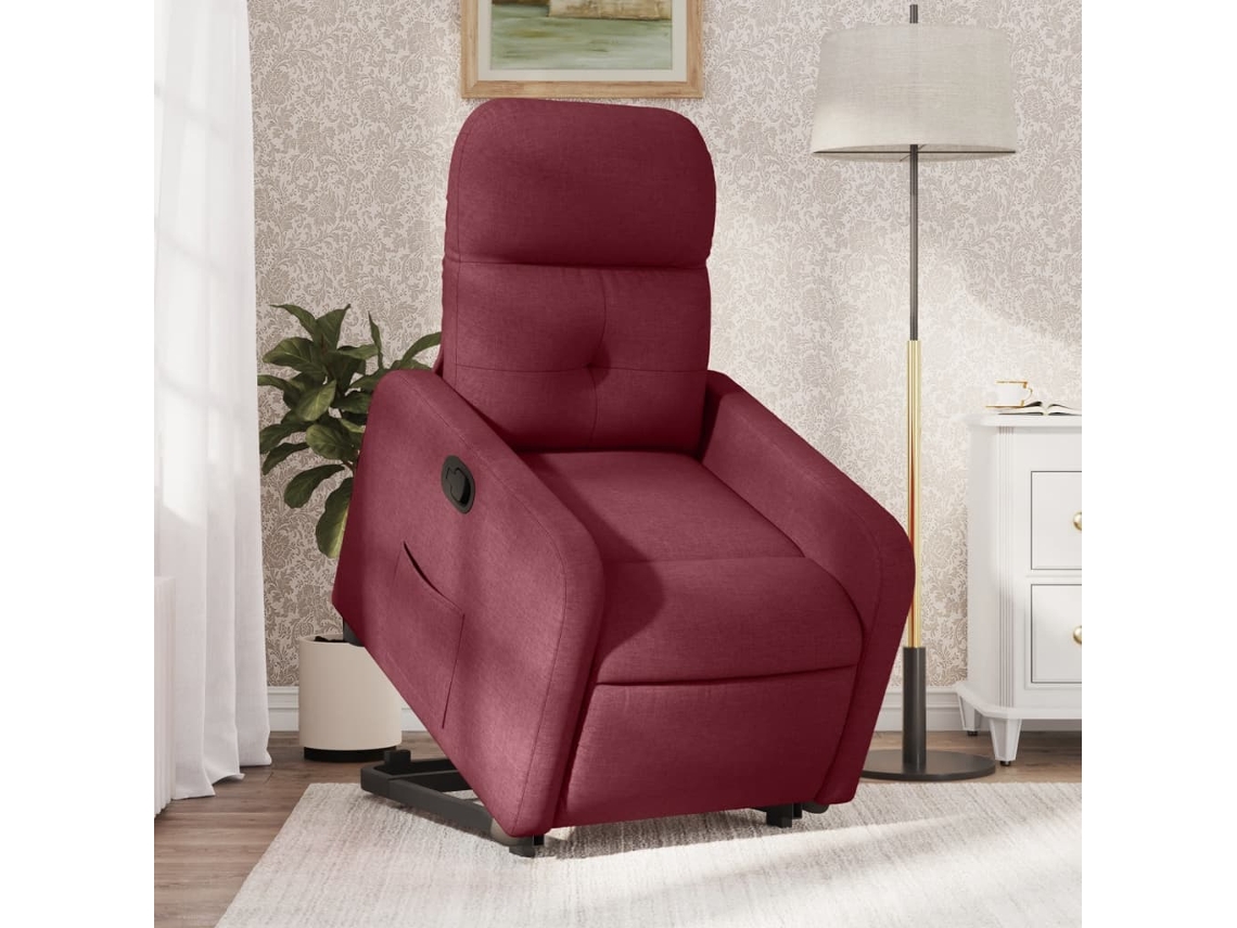 Poltrona reclinável elevatória tecido vermelho tinto