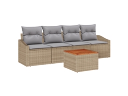 Conjunto 5 Espreguiçadeira De Jardim Vidaxl Bege Vime Pe (55 X 55 X 37 Cm)