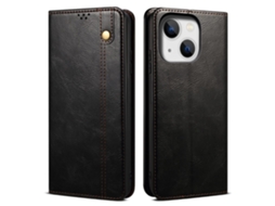 Capa Textura Louco Para Iphone 15 Pele Sintética Preto