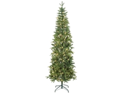 Árvore de Natal Artificial 210 Cm, Árvore de Natal Slim com 300 Luzes 8 Modos de Luz 826 Galhos Articulados, Verde Ge
