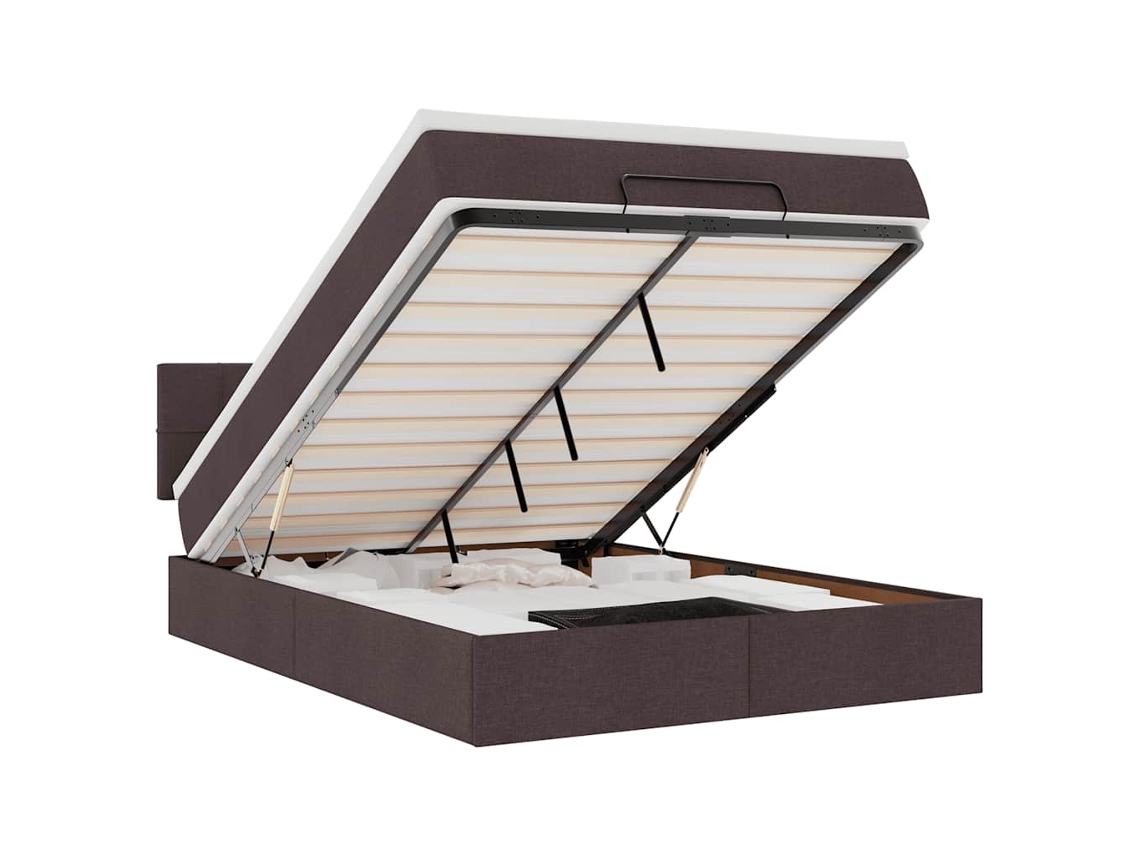 Conjunto 1 Estrutura Da Cama Otomana Vidaxl Marrom Tecido (203 X 144 X 88 Cm)