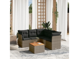 Vidaxl 6 Pcs Conjunto Sofás De Jardim Com Almofadões Vime Cinzento