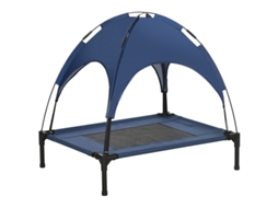 Cama Pet Com Dossel, Dobrável, Resistente Ao Clima, Azul.