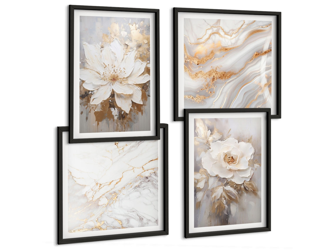 Pinturas Murais Modernas Ruas À Beira-mar Com Limões Moldura Preta Imagens Para Um Quarto Infantil Espelharte (conjunto De 4 Imagens)