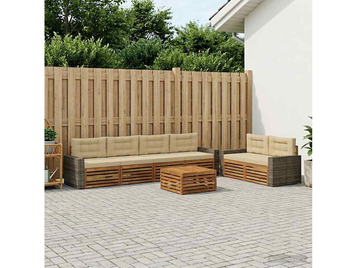 Vidaxl Conjunto De Sofás Para Exterior 7 Unid. Natural E Bege